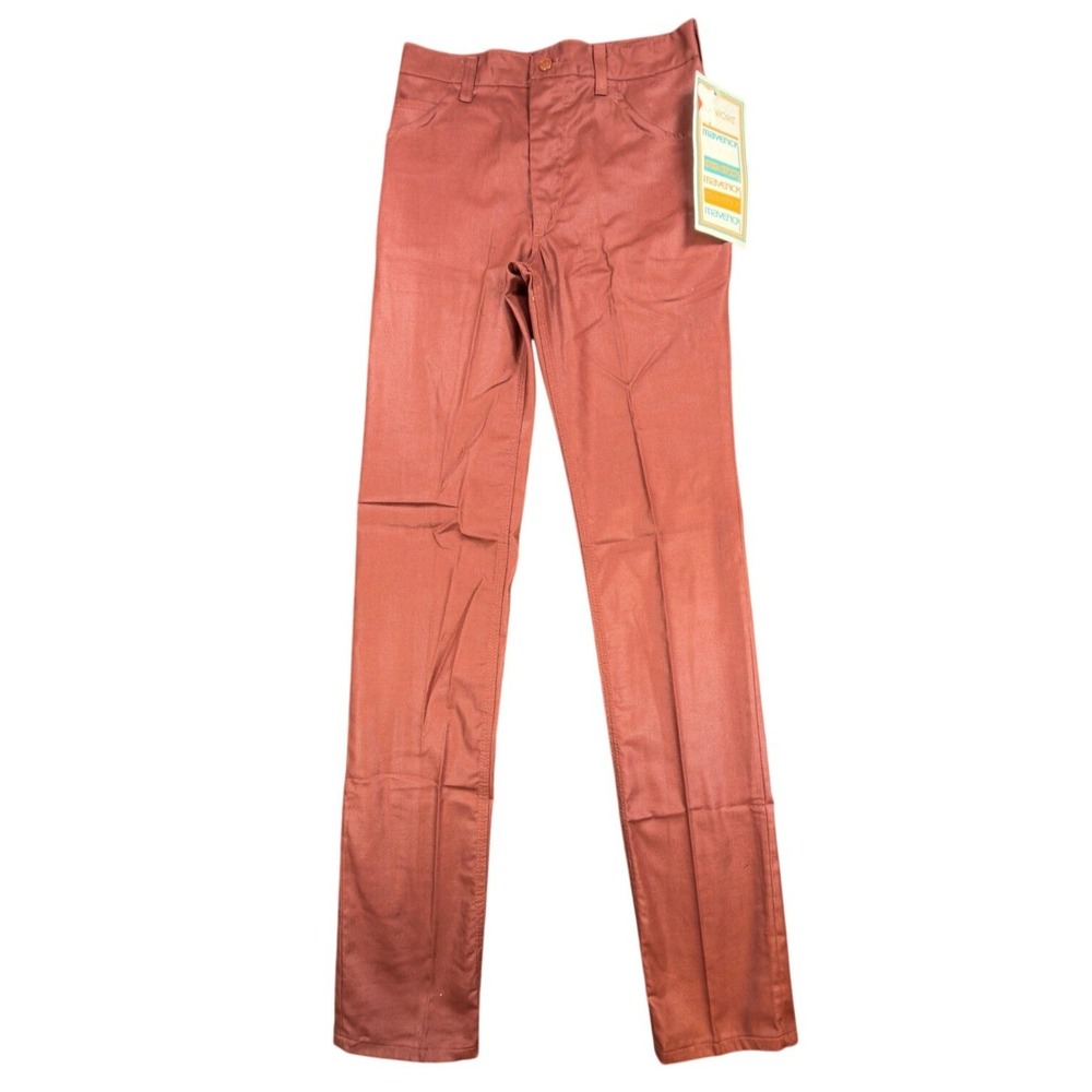 Maverick 70s Vintage Flare Pants Juniors 7 Rust Red Polyester Deadstock NWT